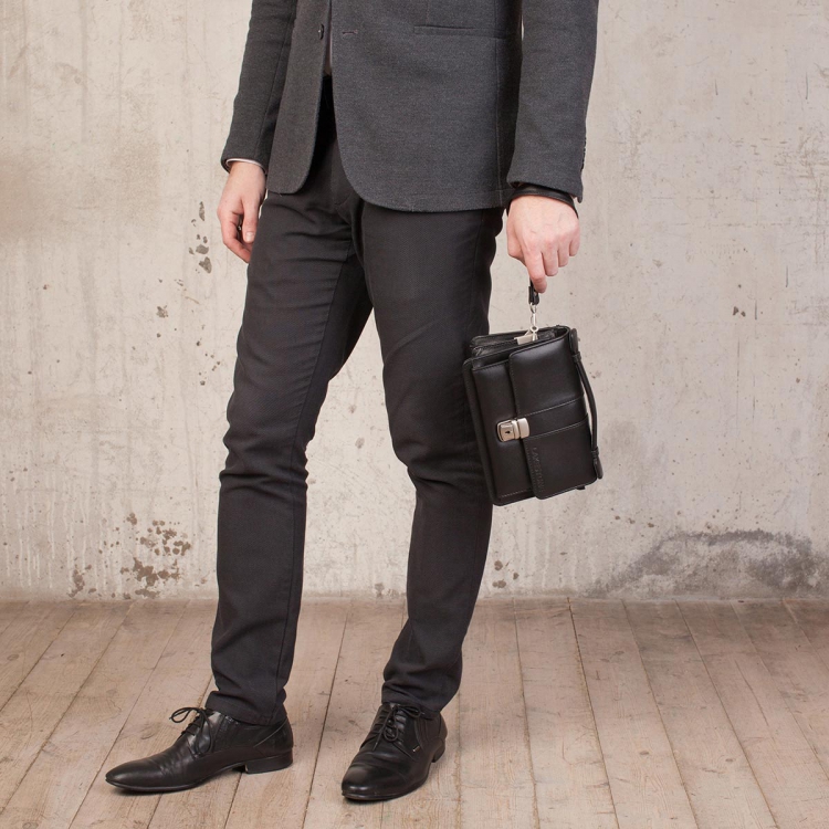 Барсетка мужская из натуральной кожи Alford Black