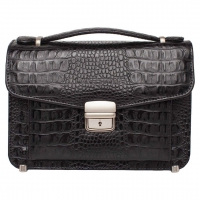 Стильная барсетка мужская из кожи под рептилию Clark Black Caiman