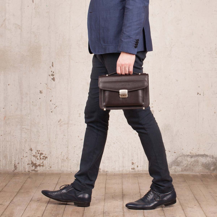 Вместительная барсетка мужская кожаная Clark Brown