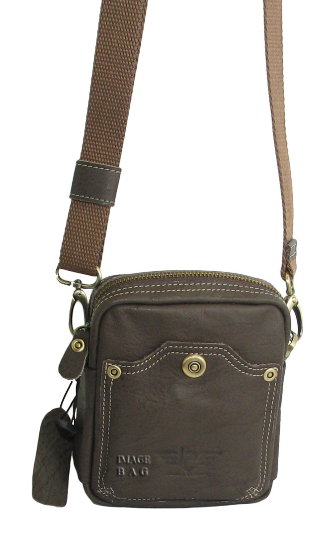 Коричневая сумка на пояс мужская IP Collection 80110-6-81