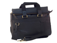 Объемный деловой портфель черный кожаный IP Collection