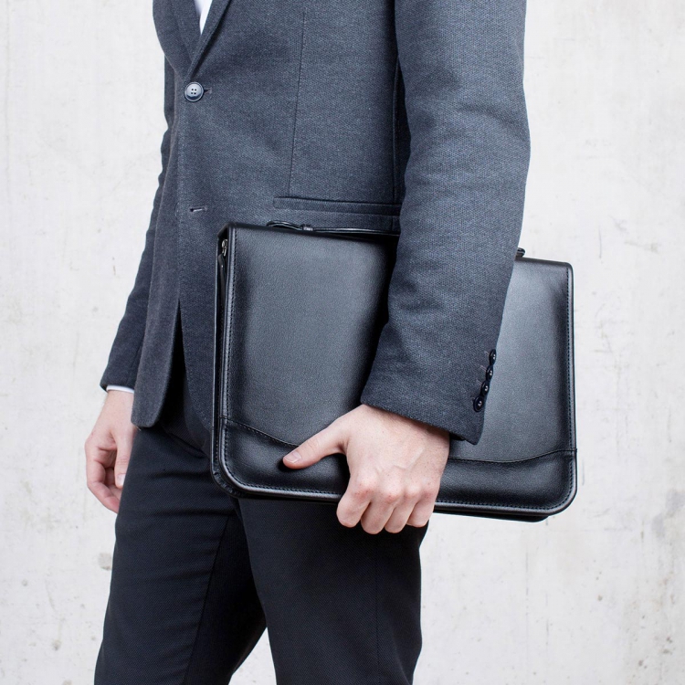 Кожаная папка черная Elmdale Black 961001/BL