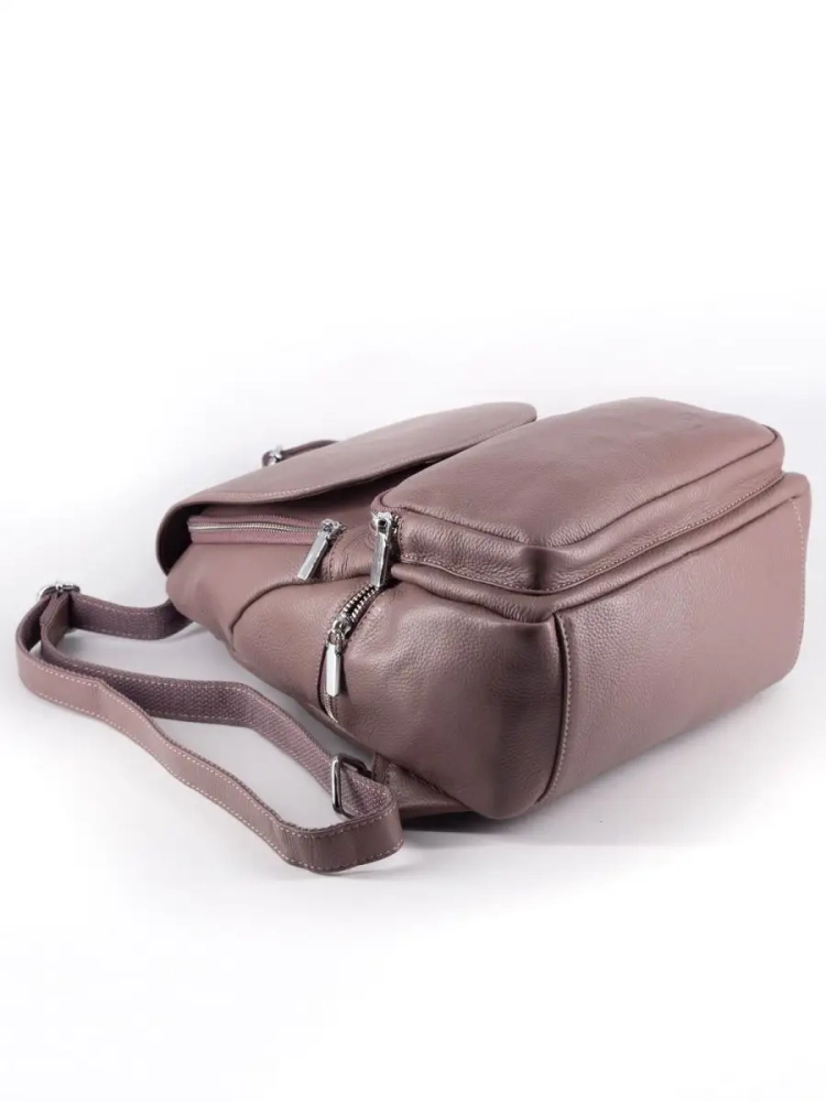 Женский кожаный городской рюкзак PR розовый 1029