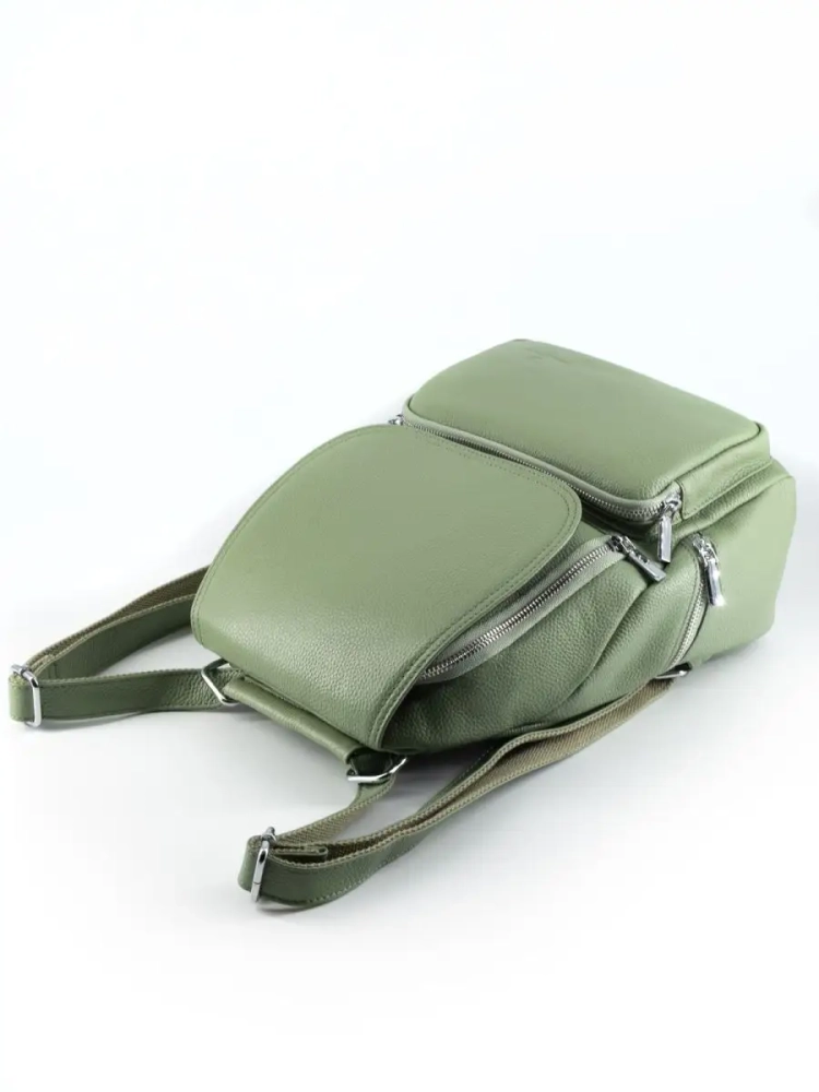 Женский кожаный городской рюкзак PR фисташковый 1029