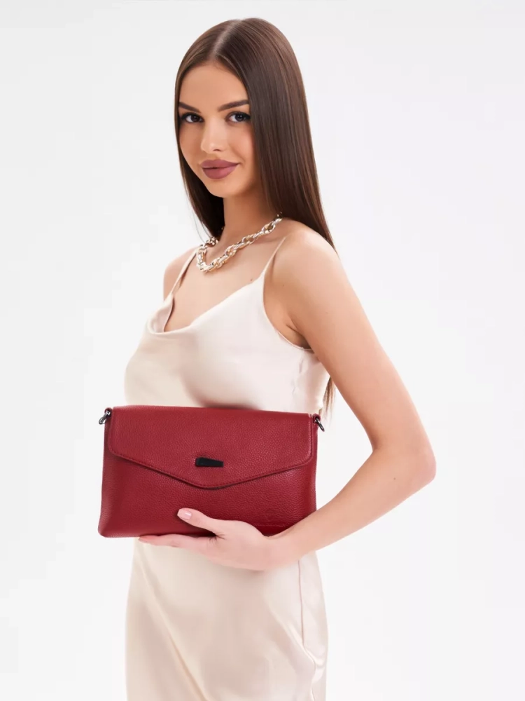 Клатч женский кожаный красный 8819